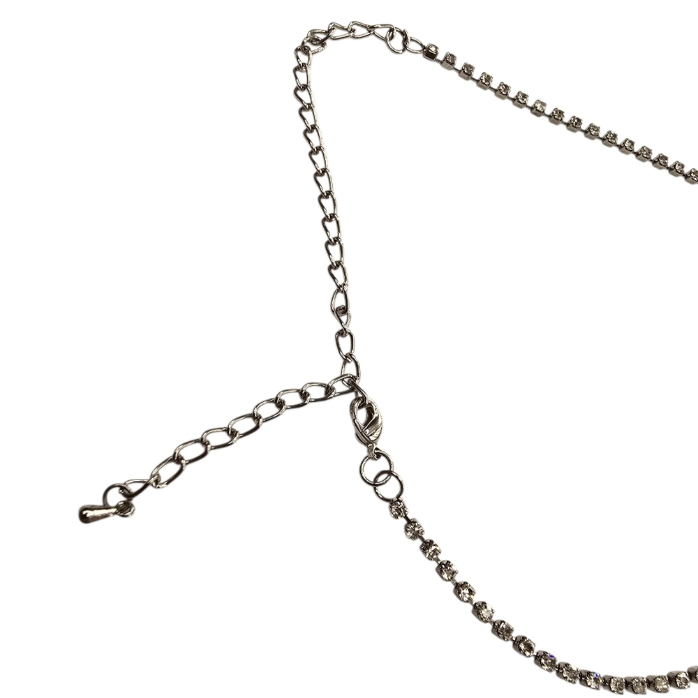 Silver Tone V Rhinestone Necklace - Picture 6 of 9